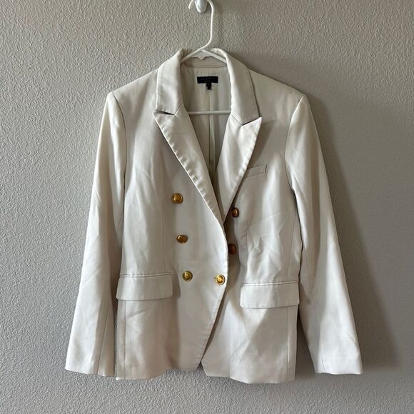 RAG & BONE Women's Natural Preston Double-breasted Wool-blend Crepe Blazer sz 10 - Picture 2 of 11